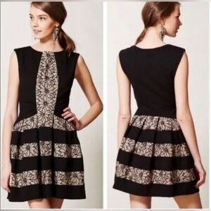 Eva Franco Ponte Pleated Laced Strata Dress Size 4